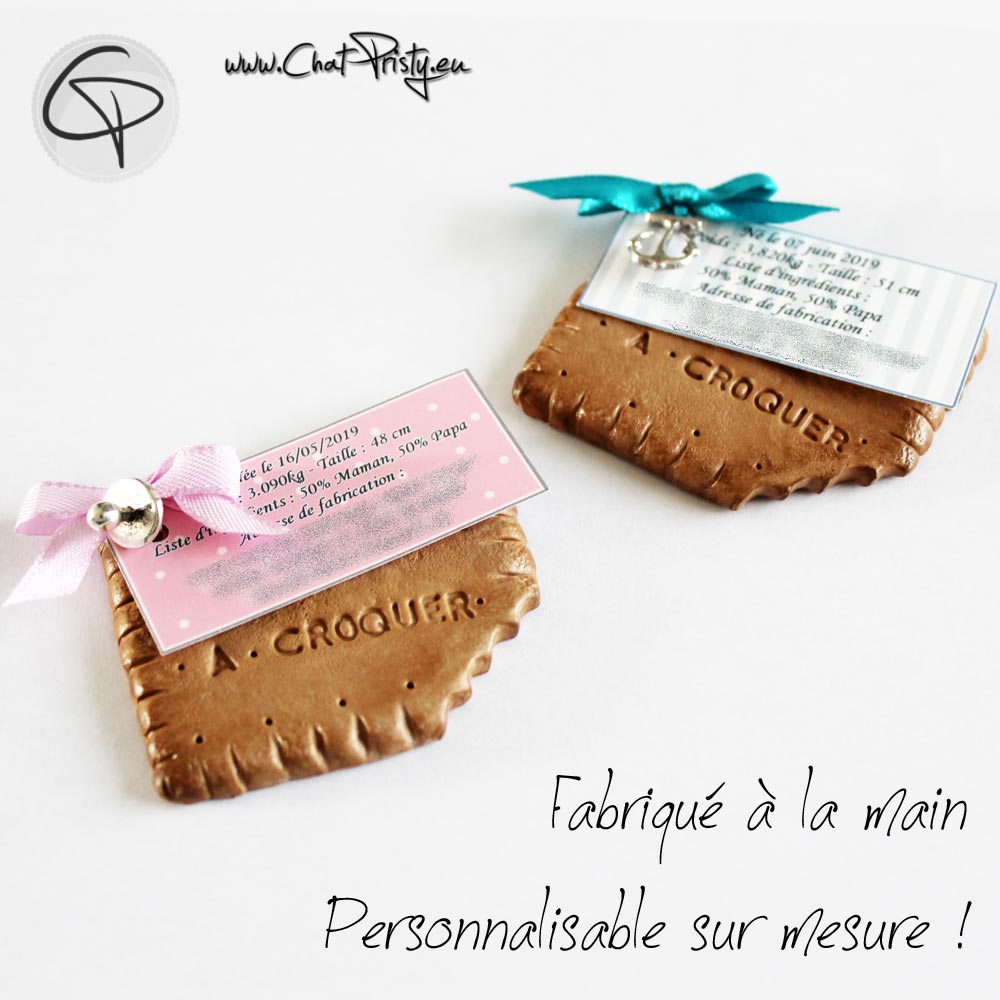 faire-parts de naissance garçon ou fille biscuit fait main personnalisable